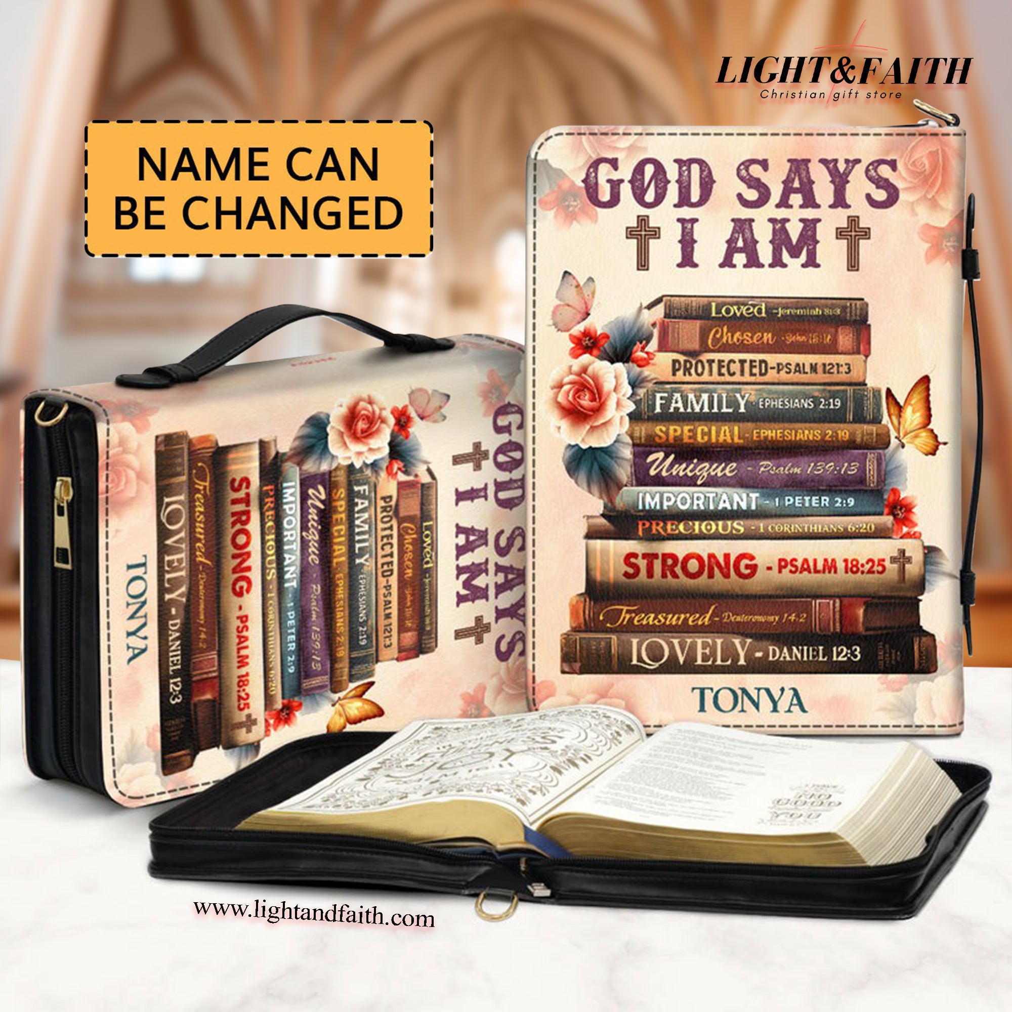 God Says I Am Leather Book Cover, Personalized Leather Bible Cover, Christian Gift, Bible Covers Jesus Gifts